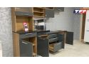 Free standing pantry kitchen cupboard with 2 doors and 1 drawer - Clean Grey Flatpack DIY
